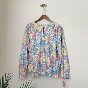 Vera Neumann Vintage 70's Smocked Floral Blouse Sz 16 NEW NWT NOS